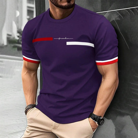 Men's 3D striped printed T-shirt men's hip-hop trend Harajuku streetwear