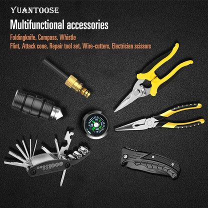 The Multifunctional Backcountry Camping Tool Includes Foldable Shovel Foldable axe Survival Kit.