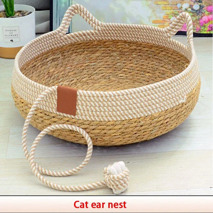 Lit d'été tissé pour chat, rembourrage amovible, maison de couchage,